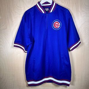 Stitches Athletic Gear Chicago Cubs Batting Practice Quarter Zip Jersey Men's L